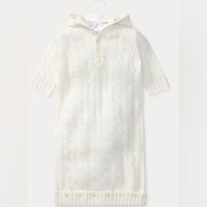 Ralph Lauren cable knit cashmere bunting cream warm white 0-3 layette newborn